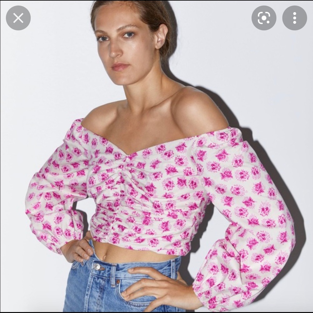 Zara floral print draped top